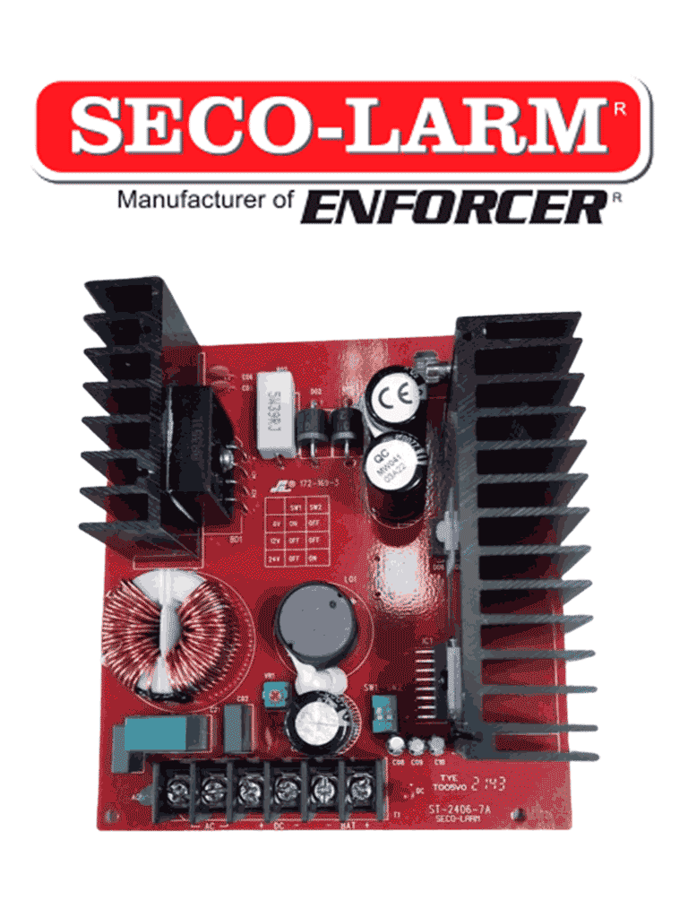 [ST-2406-7AQ] Seco-Larm ST24067AQ- Fuente de Poder con Cargador Batería 7 Amp 6/12/24 VCD