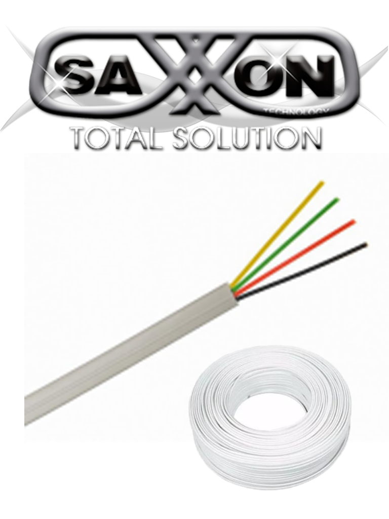 [OWA4305JF] SAXXON OWA4305JF- Cable de alarma de 4 conductores/ CCA/ Calibre 22 AWG/ 305 metros/ Retardante a la flama/ Recomendable para control de acceso/ Videoportero/ Audio