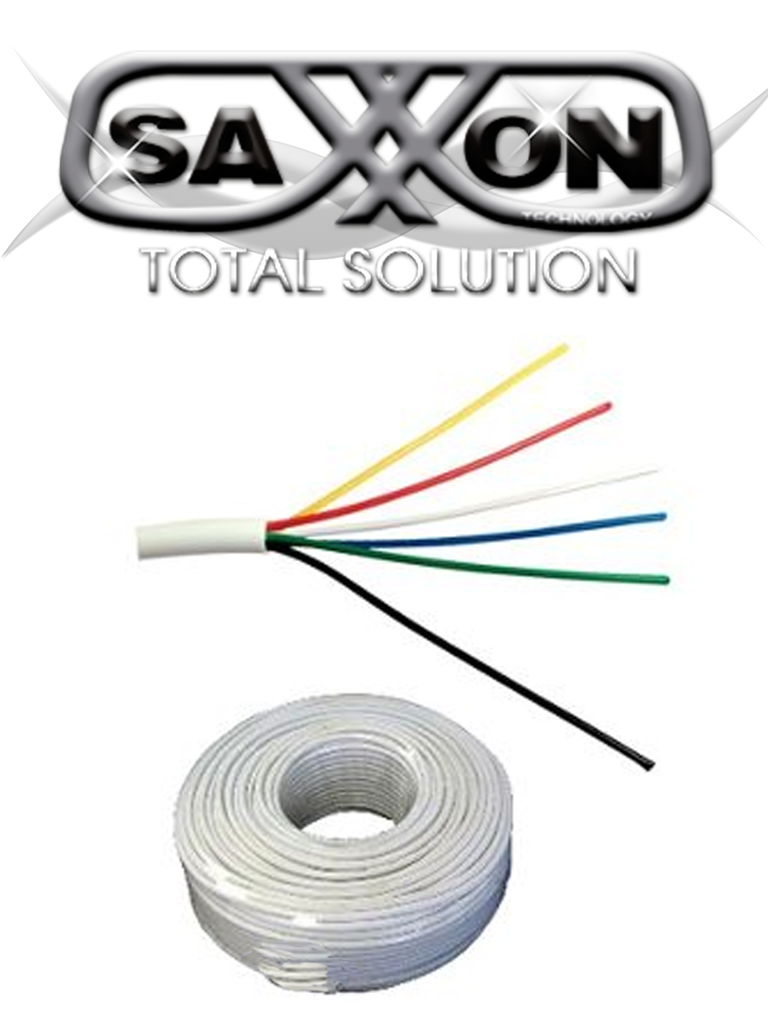 [OWAC6100J] SAXXON OWAC6100J - Cable de alarma / 6 Conductores / CCA/ Calibre 22 AWG / 100 Metros / Recomendable para control de acceso / Videoportero / Audio / Reforzado