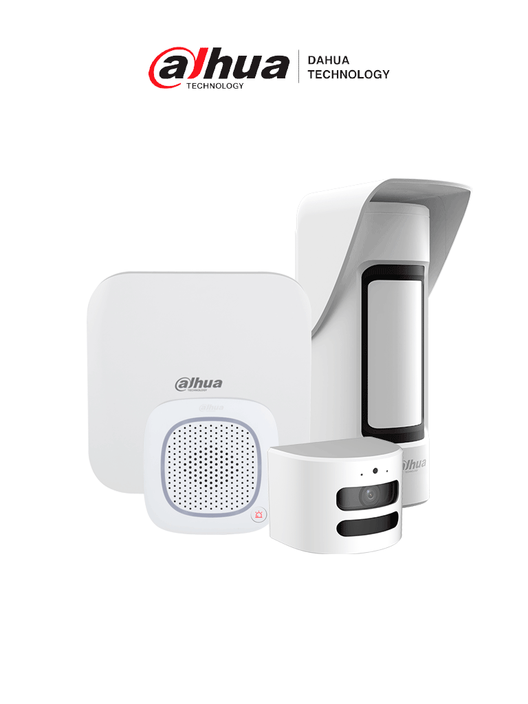 DAHUA KIT HUB 2.0 - Paquete de sistema de alarma inalámbrica, Incluye: panel de alarma HUB2, sirena inalámbrica con audio bidireccional, PIR para exterior y su módulo de cámara HD #LoNuevo