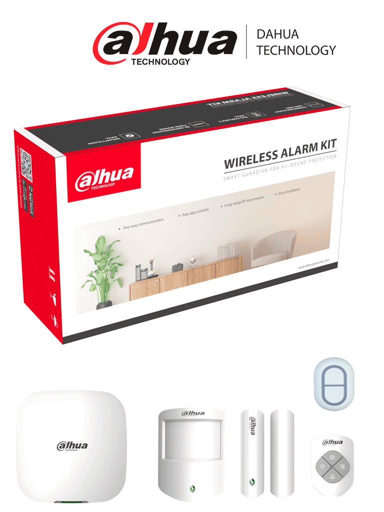 DAHUA ART-ARC3000H-03-W2+DHI-ARD822-W2 - Paquete de Kit de Alarma Wifi y Ethernet + Botón de Pánico de 2 Botones/ Incluye Hub / 1 Contacto Magnético/ 1 Control Remoto/ 1 PIR/ 1 Botón de Pánico de 2 Botones/ #AlarmasDahua (Hasta Agotar Existencias) #AD