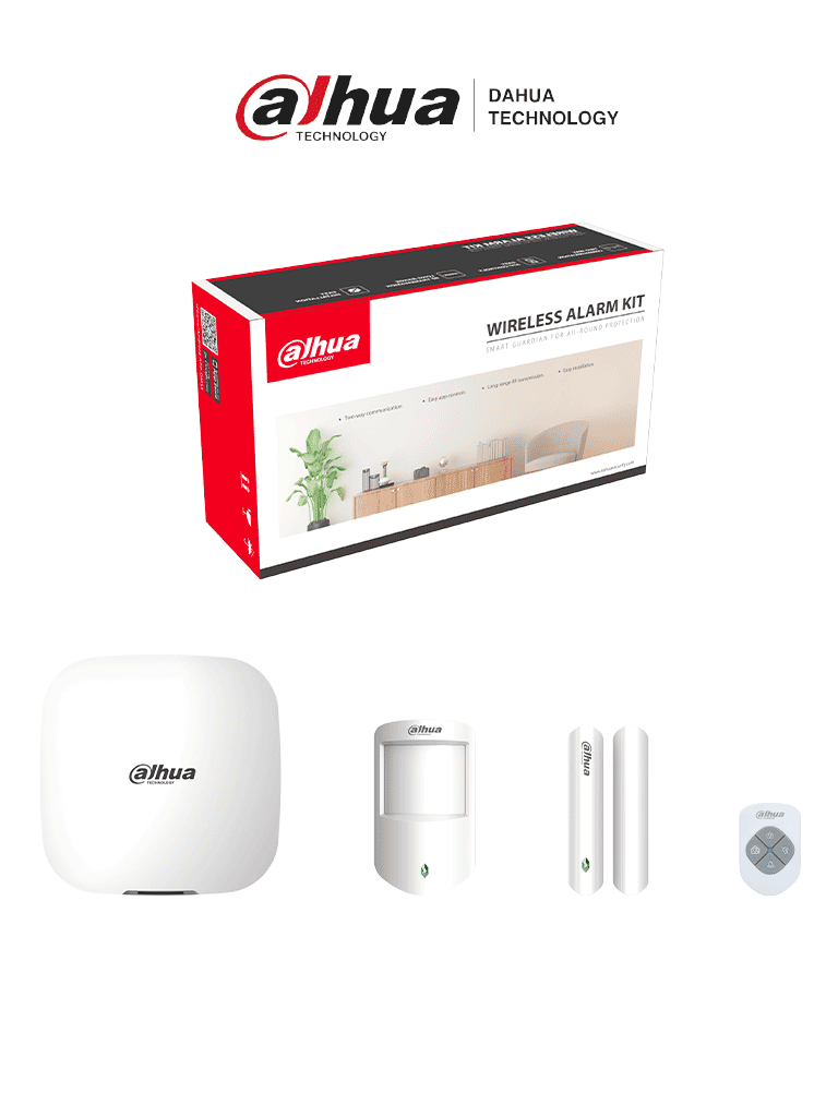 DAHUA DHI-ART-ARC3000H-03-W2 - Kit de Alarma Inalámbrico con Conexión Wifi y Ethernet / Monitoreo por APP / Incluye Panel WiFi Ethernet; Un Sensor de Movimiento; Un Contacto Magnético; Un Control Remoto/ #AlarmasDahua, AirShield
