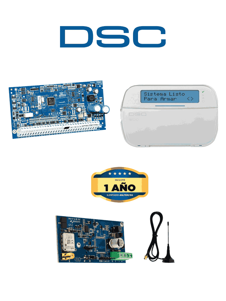 DSC NEO-LCD-LE4050M ACTUALIZACION- Kit Neo 32 Zonas Panel HS2032 / Teclado Alfanumérico HS2LCDN/ Comunicador LE4050m con 1 año de servicio