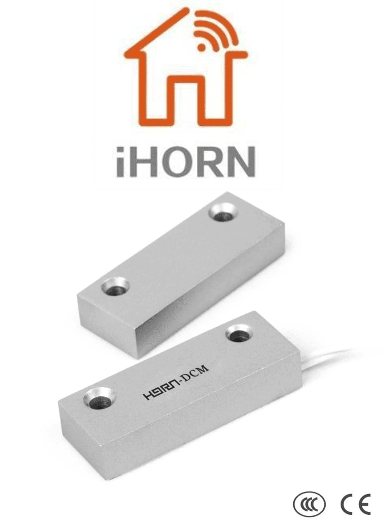 IHORN HO03F - Contacto Magnético Alámbrico de Metal. Compatible Con DSC / RISCO / IHORN / Salida N.C.
