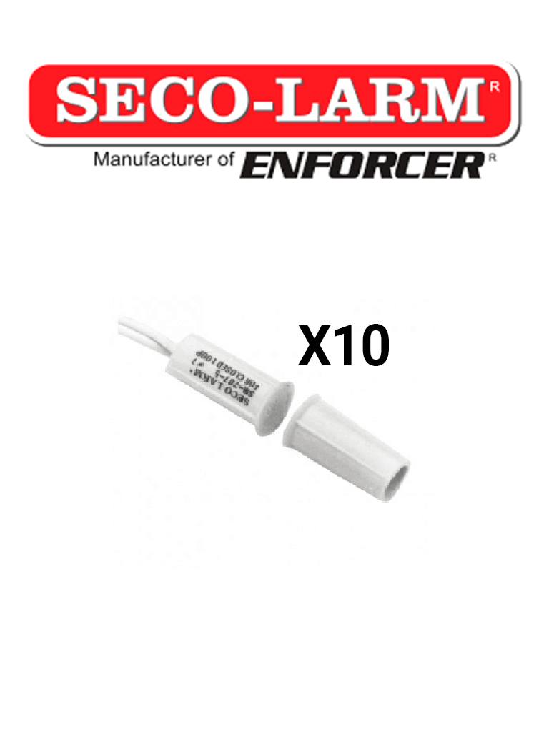 [10PKWSM207] Seco-Larm 10PKW -Paquete de 10 Contacto magneticos BLANCO Gap 3/4 de EMBUTIDO Tipo Taquete Compatible paneles DSC / RISCO / BOSCH