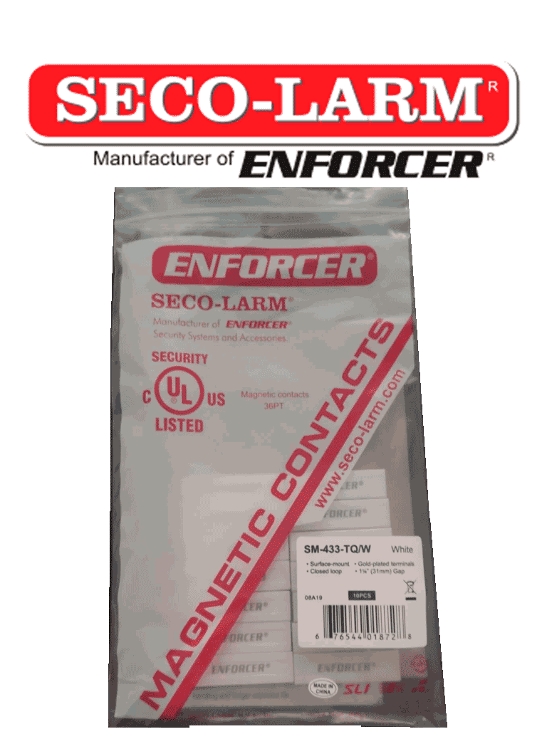 [10PKW] Seco-Larm 10PKW -Paquete de 10 Contactos magnéticos SM433TQ/W BLANCOS de sobreponer 1-1/4" (31mm) Gap Compatible paneles DSC / RISCO / BOSCH