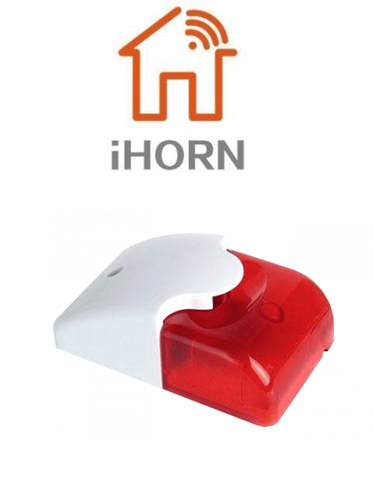 [HC103] IHORN HC103 - Sirena con Estrobo color rojo / Interior / Compatible con paneles IHORN / RISCO / DSC / BOSCH / 12 V