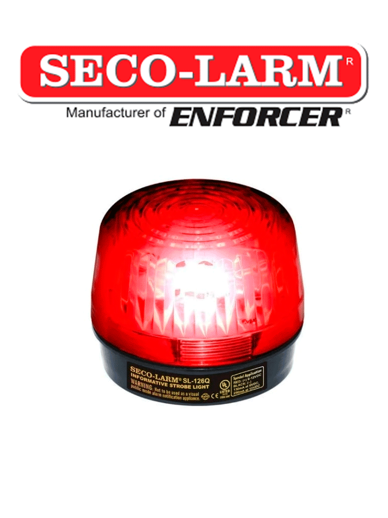 [SL-126Q/R] Seco-Larm SL126QR - Luz Estroboscópica Alámbrica, 6-12VDC, Roja Compatible IHORN / RISCO / DSC / BOSCH