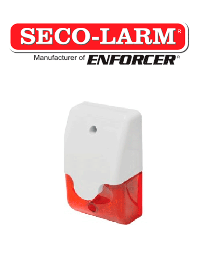 [SL-1312-SA/R] Seco-Larm SL1312SAR - Sirena mini piezoeléctrica roja y luz estroboscópica LED