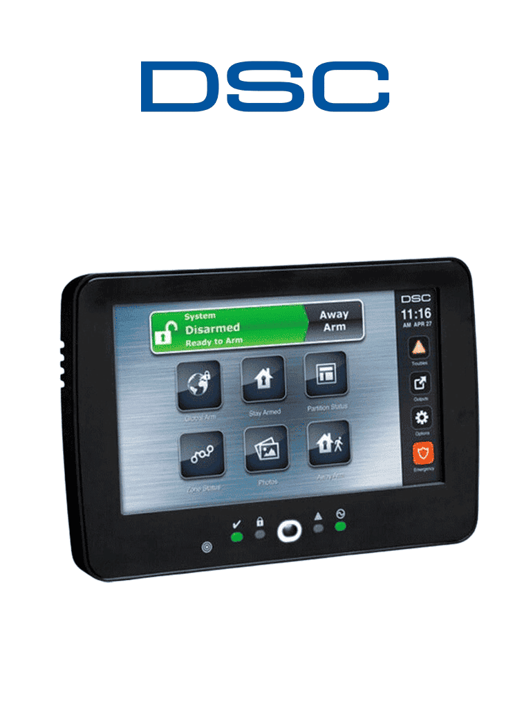[HS2TCHPBLKN] DSC HS2TCHPBLK N - Teclado Cableado de Pantalla Táctil negro de 7’’ con Lector de Proximidad admite 128 zonas compatible con NEO