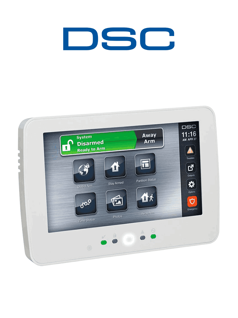 [HS2TCHPRO] DSC HS2TCHPRO - Teclado Cableado de Pantalla Táctil de 7’’ admite 248 zonas compatible con panel PRO