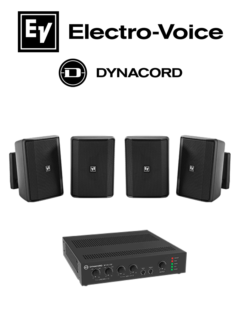 [KITU120-2EVID-S] ElectroVoice M_KITU1202EVIDS - Kit de Audio / Amplificador Mixer 120W / 4 Altavoces EVID-S 15W Negras #HOTDEAL6