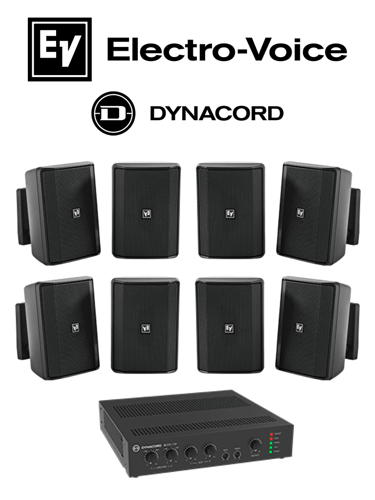 [KITU240-4EVID-S] ElectroVoice M_KITU2404EVIDS - Kit de Audio / Amplificador Mixer240W / 8 Altavoces EVID-S 15W Negras #HOTDEAL6