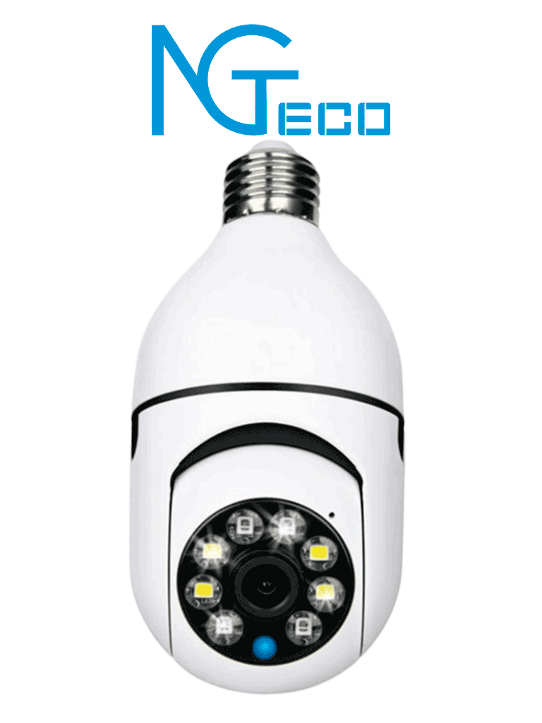 NGTECO NGSH01C2IN - Cámara Inteligente WiFi / 3MP / Visión PTZ 355° / Lente HD 4mm / Visión Nocturna IR + Luz Blanca / Audio 2 Vias / Almacenamiento Local y en la Nube / Onvif / Compatible con Alexa y Asistente de Google #MAY1