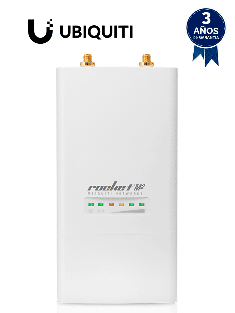[ROCKETM2] UBIQUITI ROCKETM2 - Radio Airmax 2.4GHz para exteriores con conectores RP-SMA, MIMO, potencia de 28 dBm y rendimiento de hasta 150 Mbps.