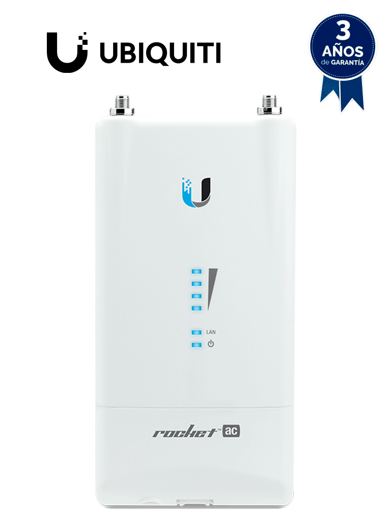 [R5AC-LITE] UBIQUITI ROCKET R5AC-LITE - Radio conectorizado Airmax AC 5GHz para exterior, con tecnología MIMO y 2 conectores RP-SMA. Potencia de transmisión de 27 dBm y rendimiento de hasta 500 Mbps.