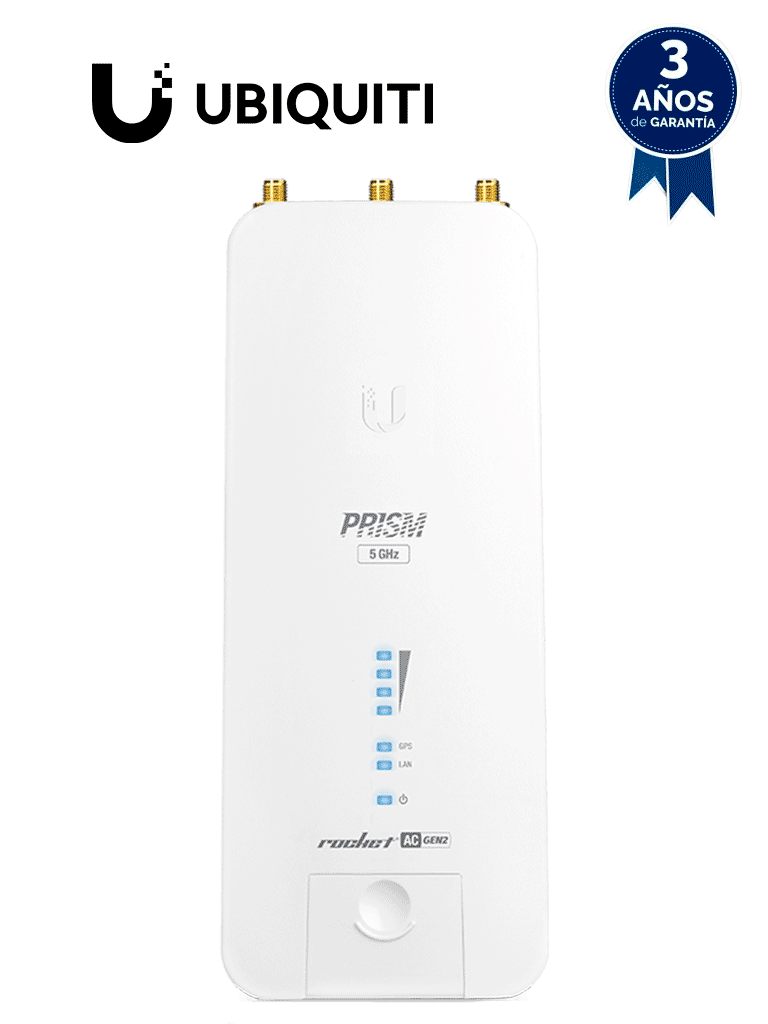 [RP-5AC-GEN2] UBIQUITI ROCKET RP-5AC-GEN2 - Radio conectorizado Airmax AC Prism Gen2 de 5GHz para exterior, con tecnología MIMO, 27 dBm y rendimiento hasta 500 Mbps.
