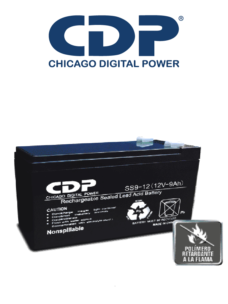 CDP - B-12/9 SLB 12-9 - Bateria de respaldo / 12V a 9A / Libre de mantenimiento / Fácil instalación / Compatible con CCTV y DSC #PROMOCDP