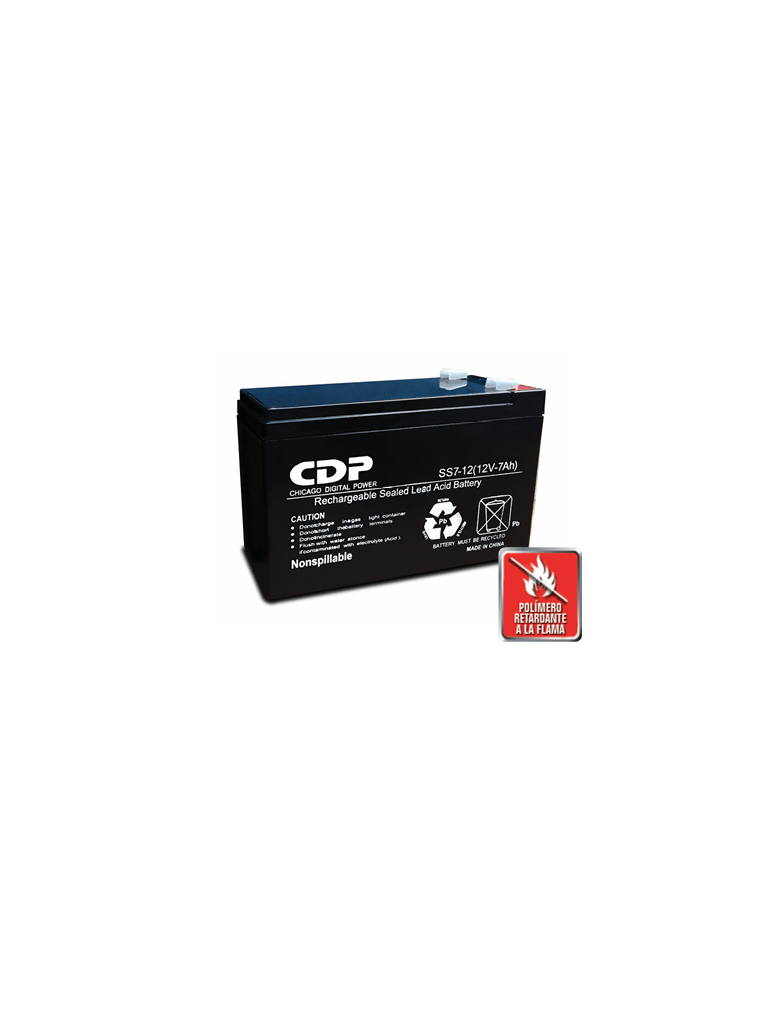 CDP Batería - B-12/7 SLB 12-7 / Batería Modelo B-12 / 7 / 12V a 7A / Libre de manteniento / Facil instalación / Compatible con CCTV y DSC #CDPDL #PROMOCDP