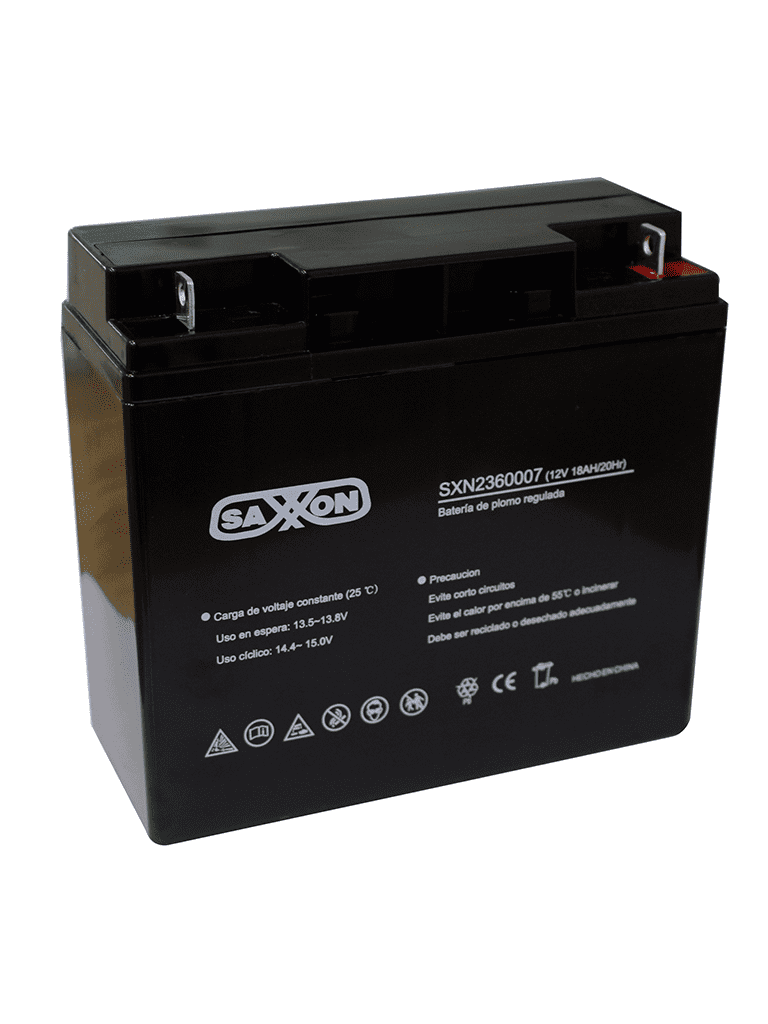 [CBAT18AH] SAXXON CBAT18AH - Bateria de respaldo de 12 volts libre de mantenimiento y facil instalacion / 18 AH/ compatible con CCTV/ Acceso/ Bosch