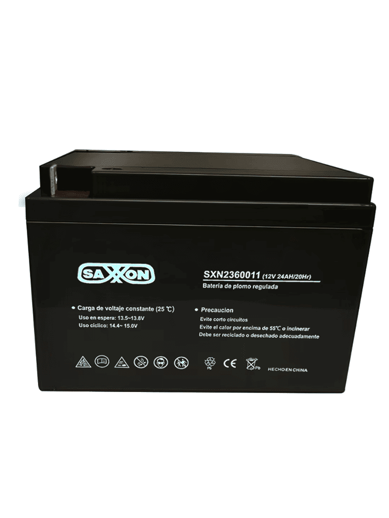 [CBAT24AH] SAXXON CBAT24AH - Bateria de respaldo de 12 volts libre de mantenimiento y facil instalacion / 24 AH/ compatible con CCTV/ Acceso/ Bosch