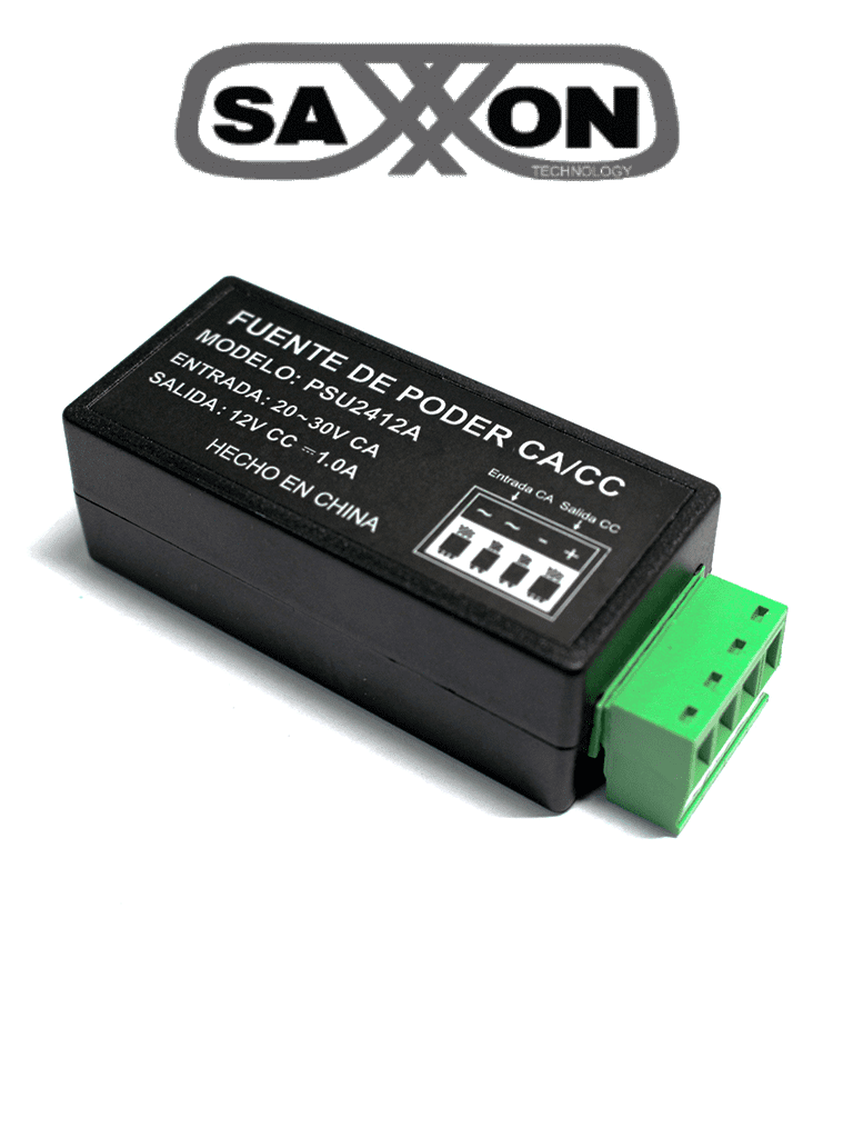 SAXXON PSU2412A1 - Convertidor de energia/ Corriente Alterna a Corriente Directa/ Voltaje de entrada 20V CA a 30V CA/ Voltaje de Salida 12V CD/ / 1 Ampere