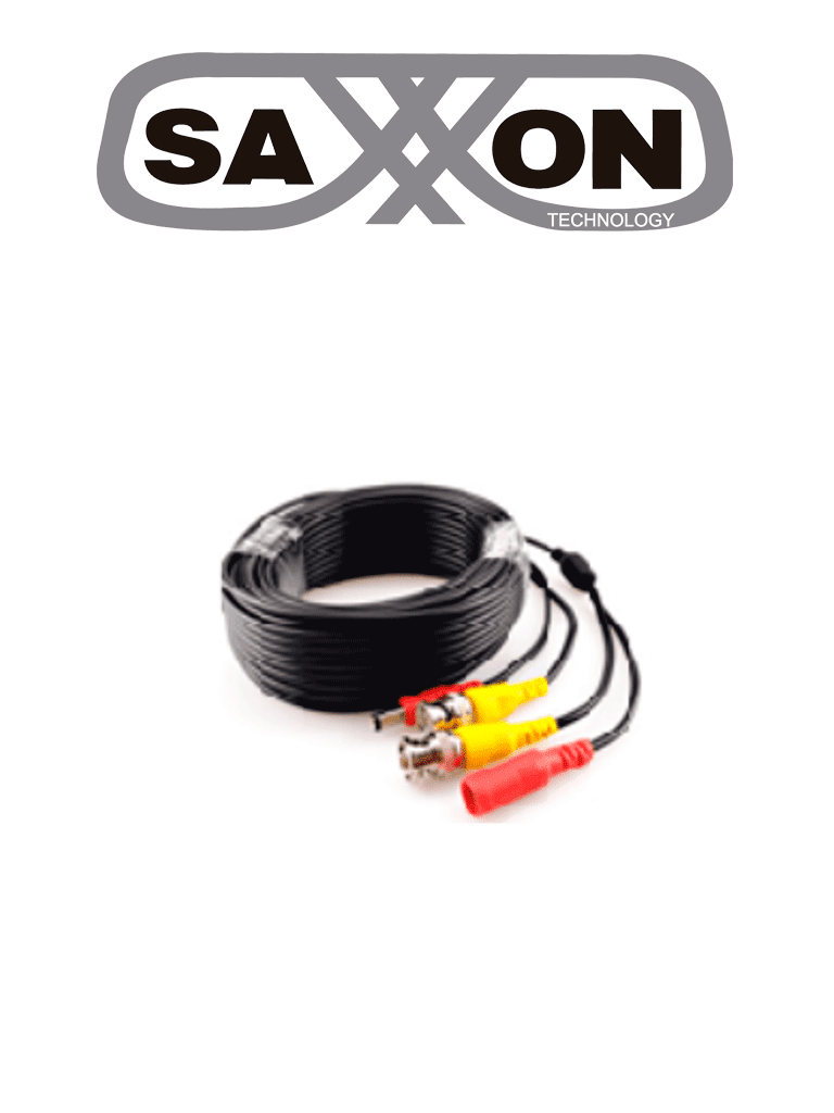 SAXXON SXWB20 - Cable Coaxial Armado / Siamés / Conector BNC RG59 + Conector de Energía / 20 Metros / Para Cámaras 4K / 100% Cobre / Uso interior / #TVCSAX#NUEVO1M