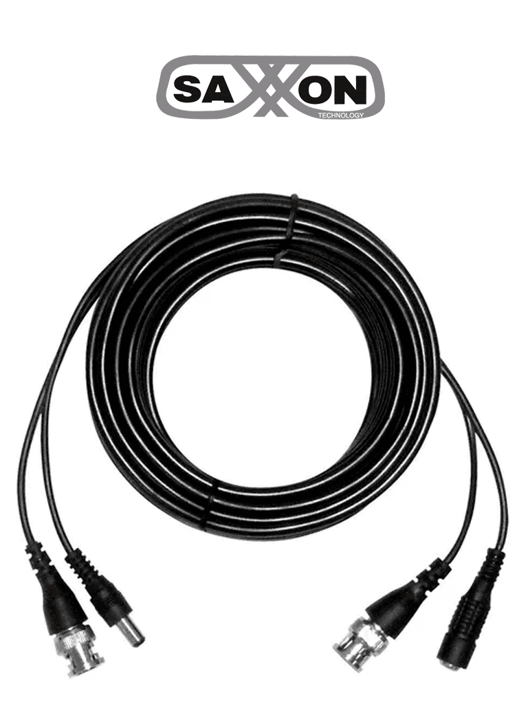 [WB0110C] SAXXON WB0110C- Cable de 10 Metros Armado para Video y Energia/ Para Camaras Hasta 8 Megapixeles/ con Conectores BNC y de Energía/ Uso Interior/ Cable de Video 100% Cobre/ 12W/ Soporta: AHD/CVI/TVI/CVBS/