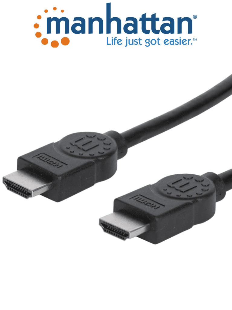 [306126] MANHATTAN 306126- Cable HDMI de Alta Velocidad de 3 Metros/ Resolución 4k@30Hz/ Soprota 3D/ HDMI Macho a Macho/ Soporta Canal de Retorno de Audio (ARC)/ Blindado para Reducir Interferencia/