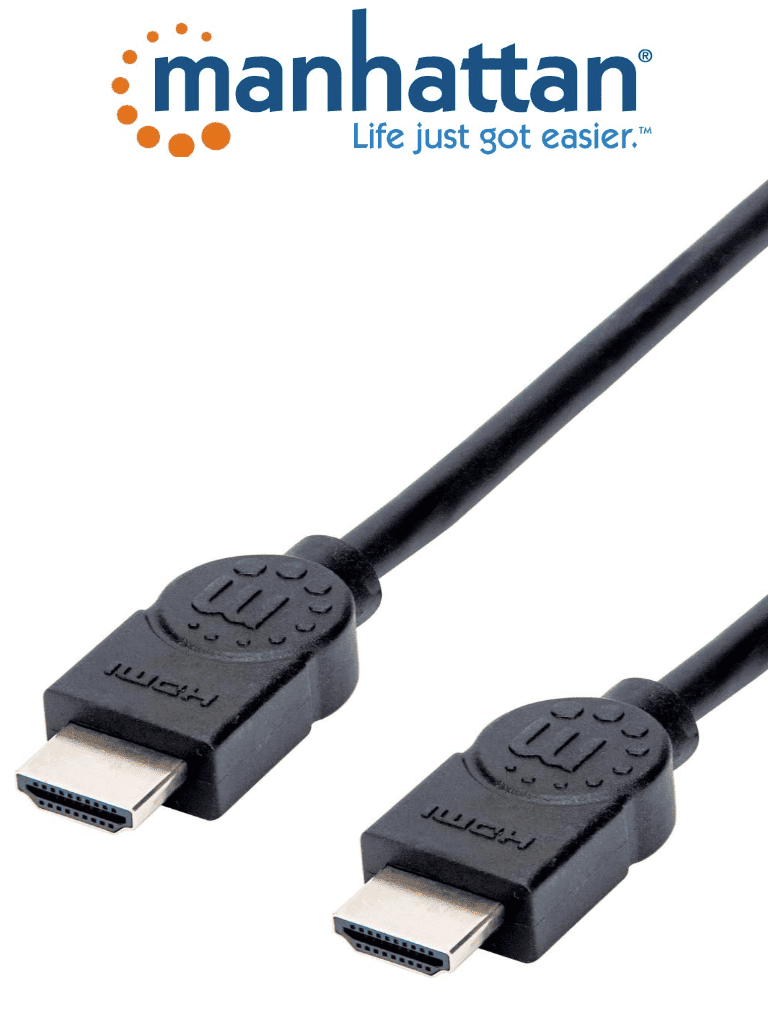 [355308] MANHATTAN 355308- Cable HDMI de Alta Velocidad de 1.5 metros/ Resolución 4k@30Hz/ Soprota 3D/ Diseño Resistente al Enredo/ HDMI Macho a Macho/ Soporta Canal de Retorno de Audio (ARC)/ Blindado para Reducir Interferencia/