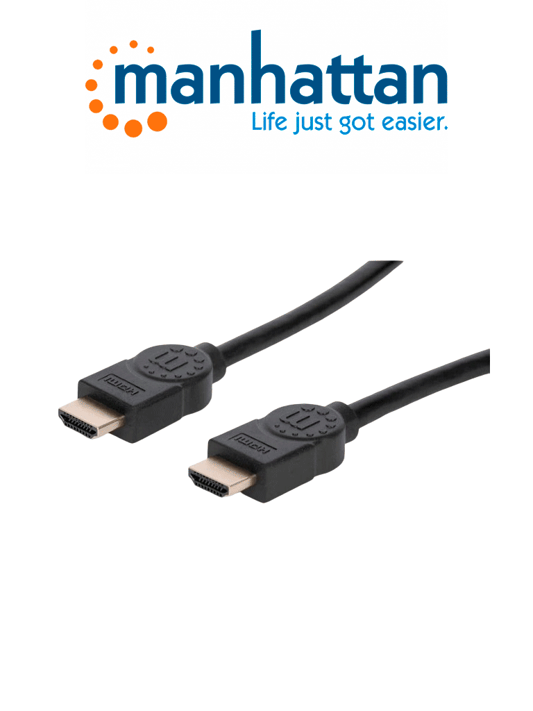 [355353] MANHATTAN 355353 - Cable HDMI de Alta Velocidad con Canal Ethernet, Versión Premium / 4K@60Hz UHD, HEC, ARC, 3D / ancho de banda de 18 Gbps / HDMI Macho a Macho, Blindado /3.0 m (3 ft.) / Negro