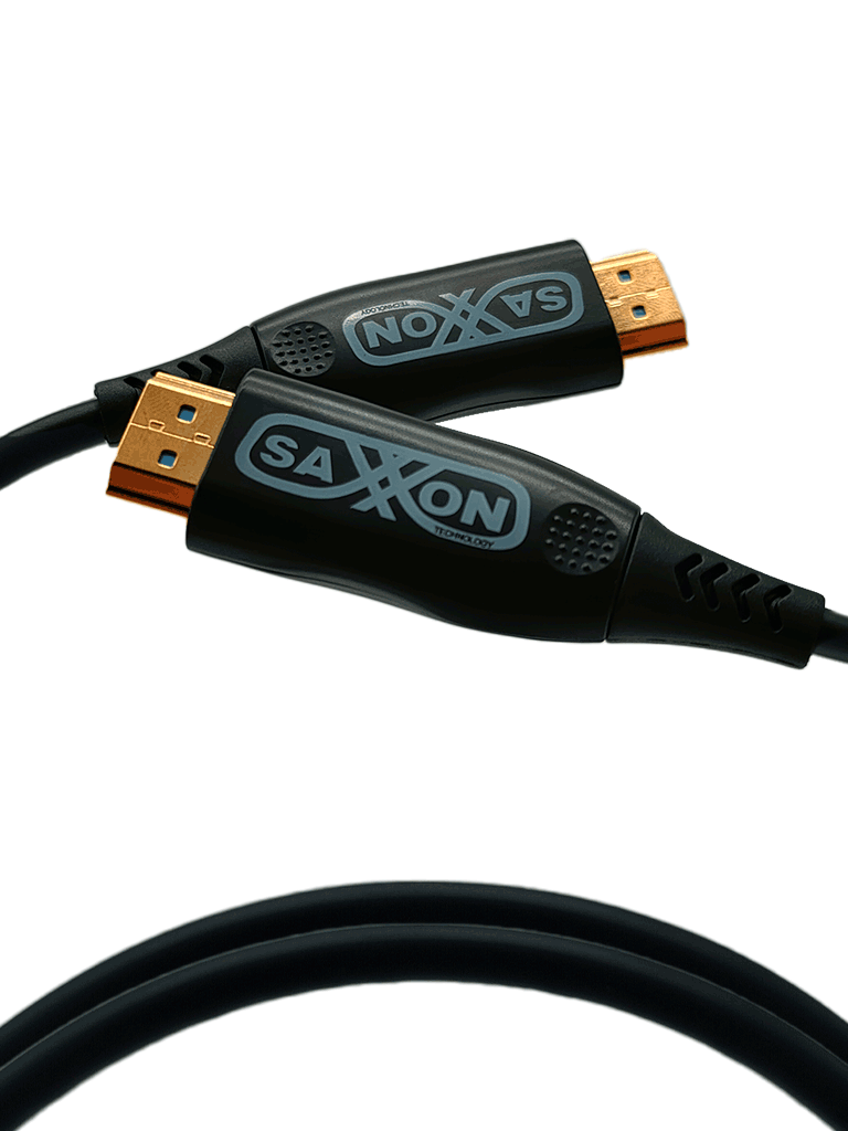 [SX-15HD-F047] SAXXON SX15HDF047 - Cable HDMI de 15 Metros por Fibra Óptica 4K@60Hz / Fibra 4 hilos + 7 hilos cobre estañado / Compatible con HDMI 2.0 / Alta velocidad 18 Gbps / 3D / HDR / Caja de Aleación de Zinc / Calidad Premium