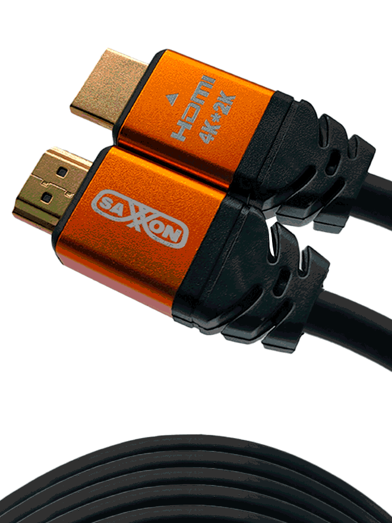 [SX-20HD-C] SAXXON SX20HDC - Cable HDMI de 20 metros de alta velocidad / Versión 2.0 / Resolución 4K / Canal de retorno de audio (ARC) / Video 3D / Blindado para reducir interferencias / Chapado en oro / Alta resistencia y durabilidad.