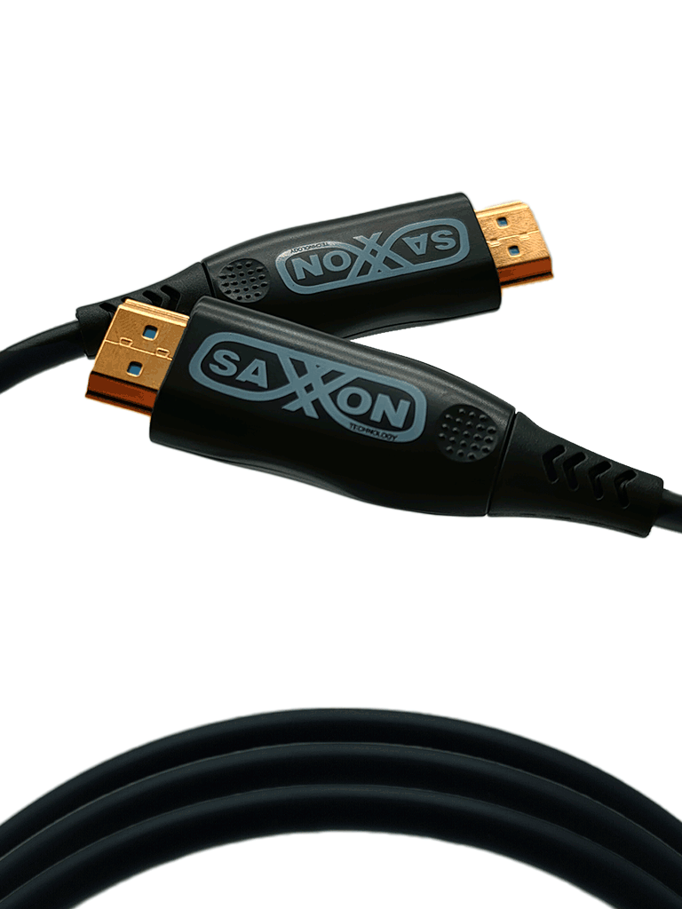 SAXXON SX30HDF047 - Cable HDMI de 30 Metros por Fibra Óptica 4K@60Hz / Fibra 4 hilos + 7 hilos cobre estañado / Compatible con HDMI 2.0 / Alta velocidad 18 Gbps / 3D / HDR / Caja de Aleación de Zinc / Calidad Premium #Ag #GAMER #AC1
