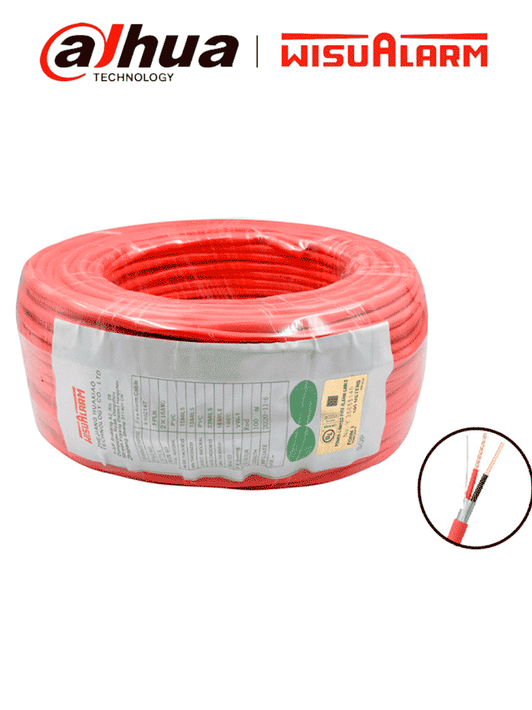 DAHUA WISUALARM 2X16AWG - Bobina de 305 Metros de Cable Blindado para Alarma de Incendio/ 2x16A AWG/ Listado UL/ Retardante de flama UL105°C/ 2 Hilos Calibre 16/ Grado Ignífugo VW-1/ #LoNuevo #Wisualarm #MCI1 #IWIS #WO #WL