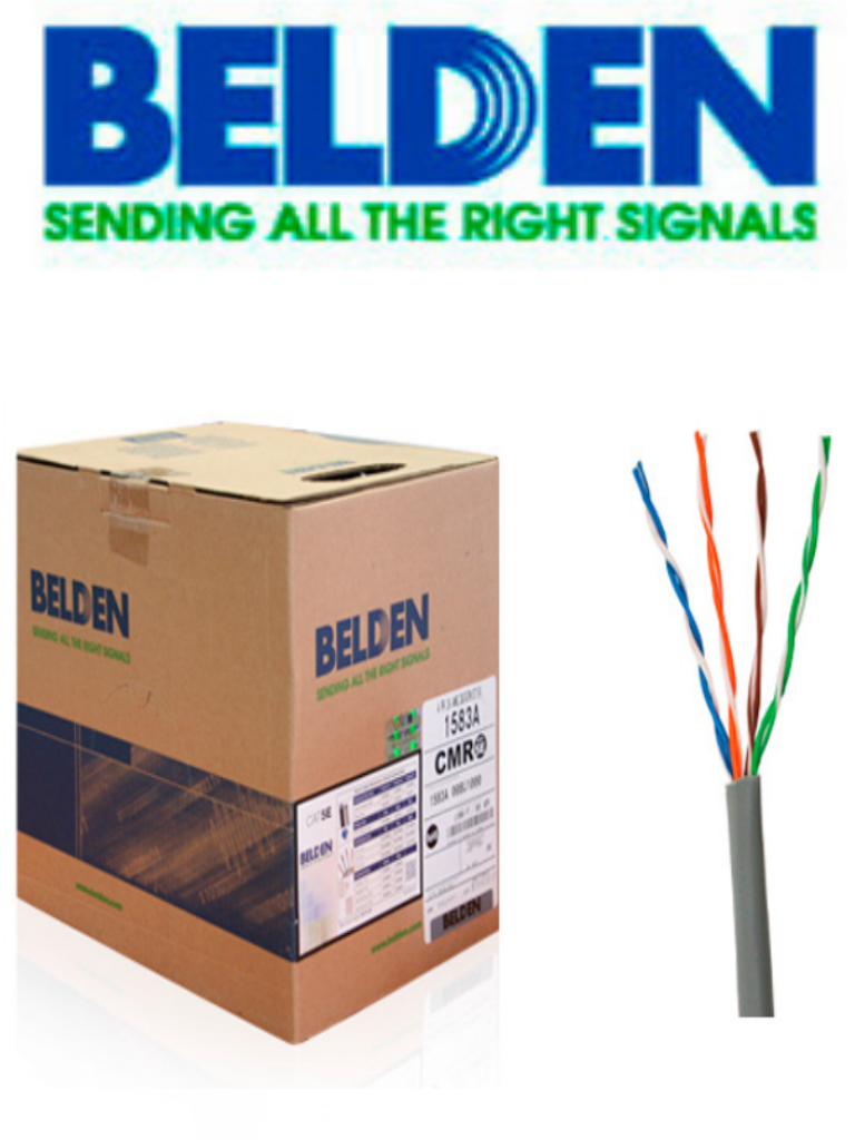 [1583A008U1000] BELDEN 1583A008U1000 - Cable UTP / 4 Pares / Categoria 5E / 24 AWG / 305 Metros / 100% Cobre / Color gris/