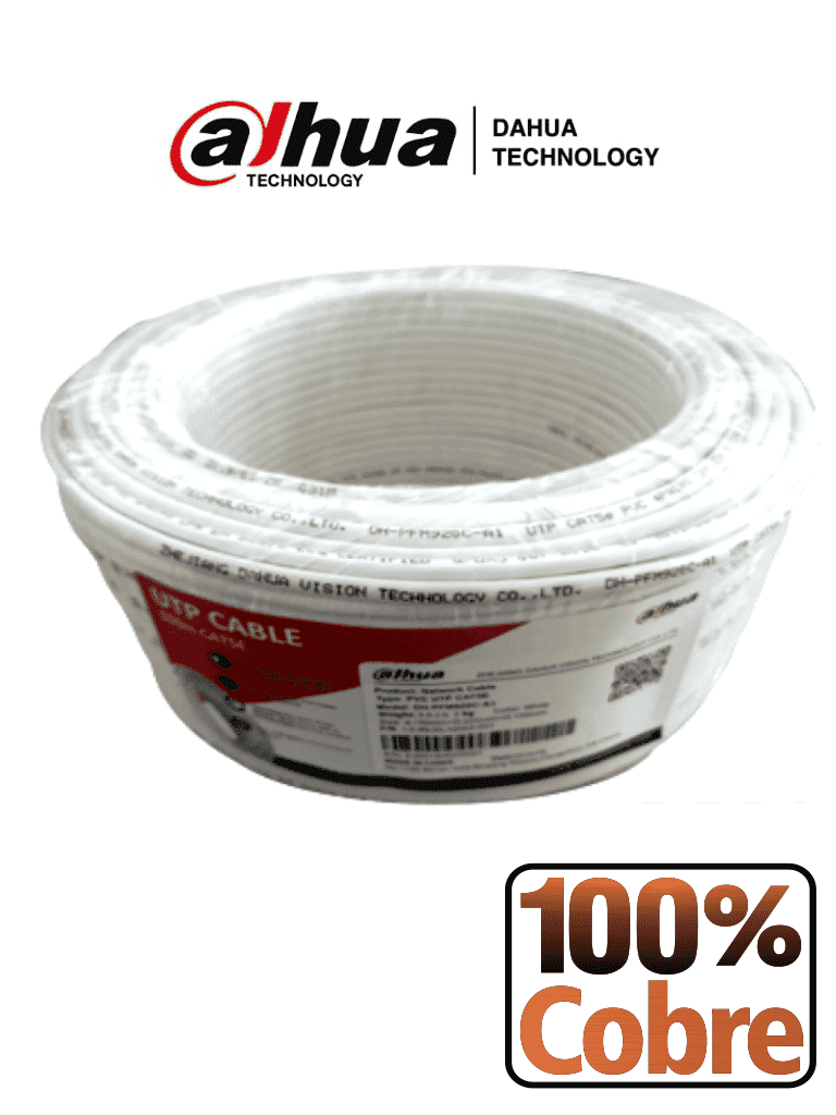 [DH-PFM920I-5EUN-C-V2-100(white)] DAHUA PFM920I-5EUN-C-V2-100 - Bobina de 100 Mts de Cable UTP Cat5e/ 100% Cobre/ Color Blanco/ Ideal para Video y Redes/ #KitDahua