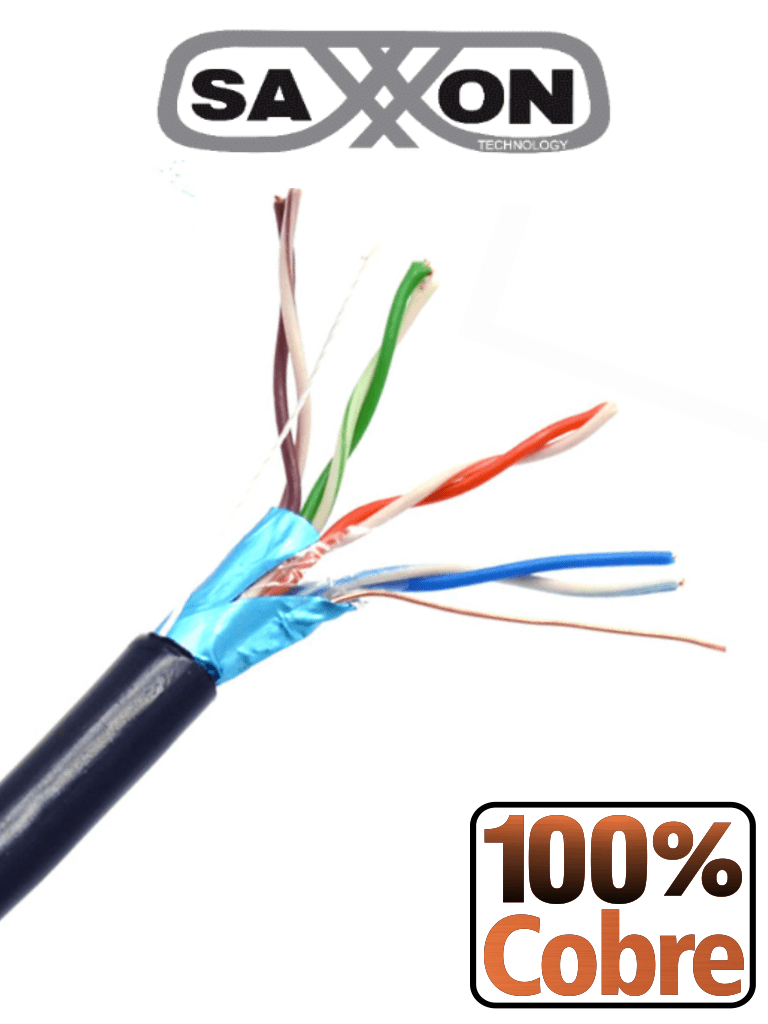 [OFTPCAT5ECOPE305N] SAXXON OFTPCAT5ECOPE305N - Bobina de Cable FTP Cat5e 100% Cobre/ 305 Metros/ Blindado/ Color Negro/ Uso Exterior/ Ideal para Cableado de Redes de Datos y Video/ Cert ISO9001/ UL / RoSH