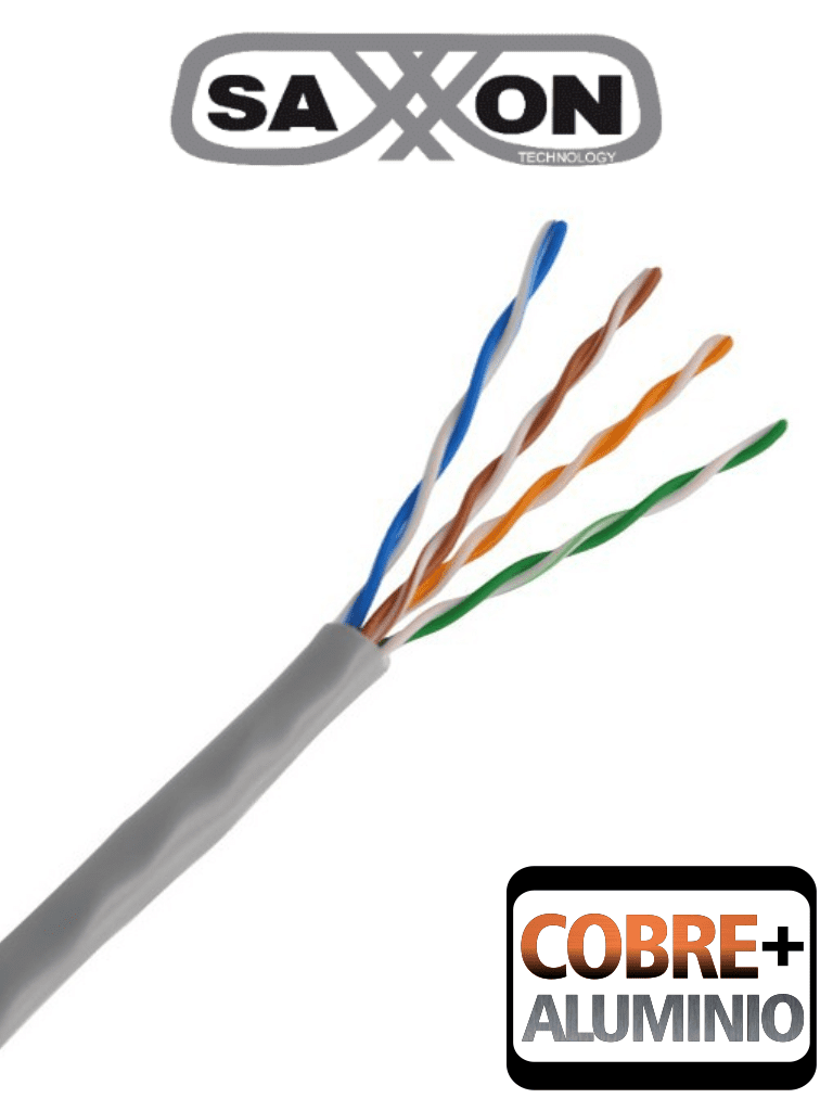 [OUTP5ECCA100G] SAXXON OUTP5ECCA100G- Bobina de Cable UTP Cat5e/ 100 Metros/ CCA/ Color Gris/ Uso Interior/ Cert ISO9001/ UL 444/ RoSH/ ANSI/ TIA/ EI-568B