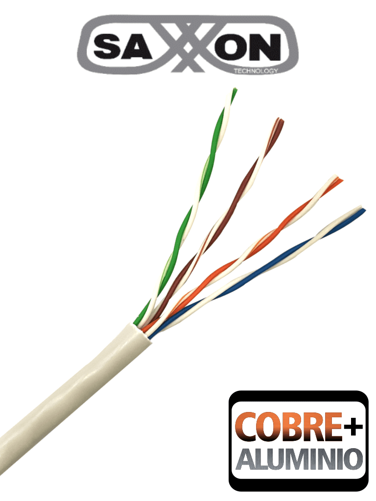 [OUTP5ECCA305BC] SAXXON OUTP5ECCA305BC - Bobina de Cable UTP Cat5e/ 305 Metros/ CCA/ Color Blanco/ Uso Interior/ Cert ISO9001/ UL 444/ RoSH/ ANSI/ TIA/ EI-568B