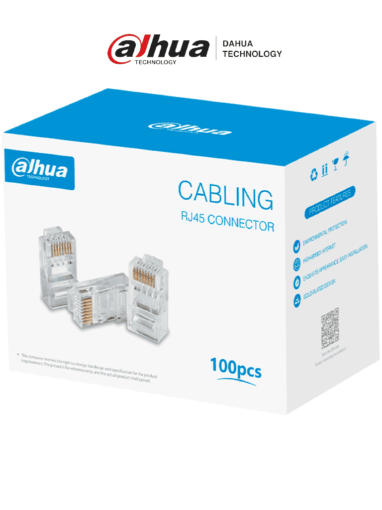 [DH-PFM976-531] DAHUA DH-PFM976-531 - Caja con 100 Plugs RJ45 Cat5e/ Chapado de Oro de 15 U"/ Clasificación de Resistencia al Fuego UL94V-2/ #LoNuevo #CONEEN