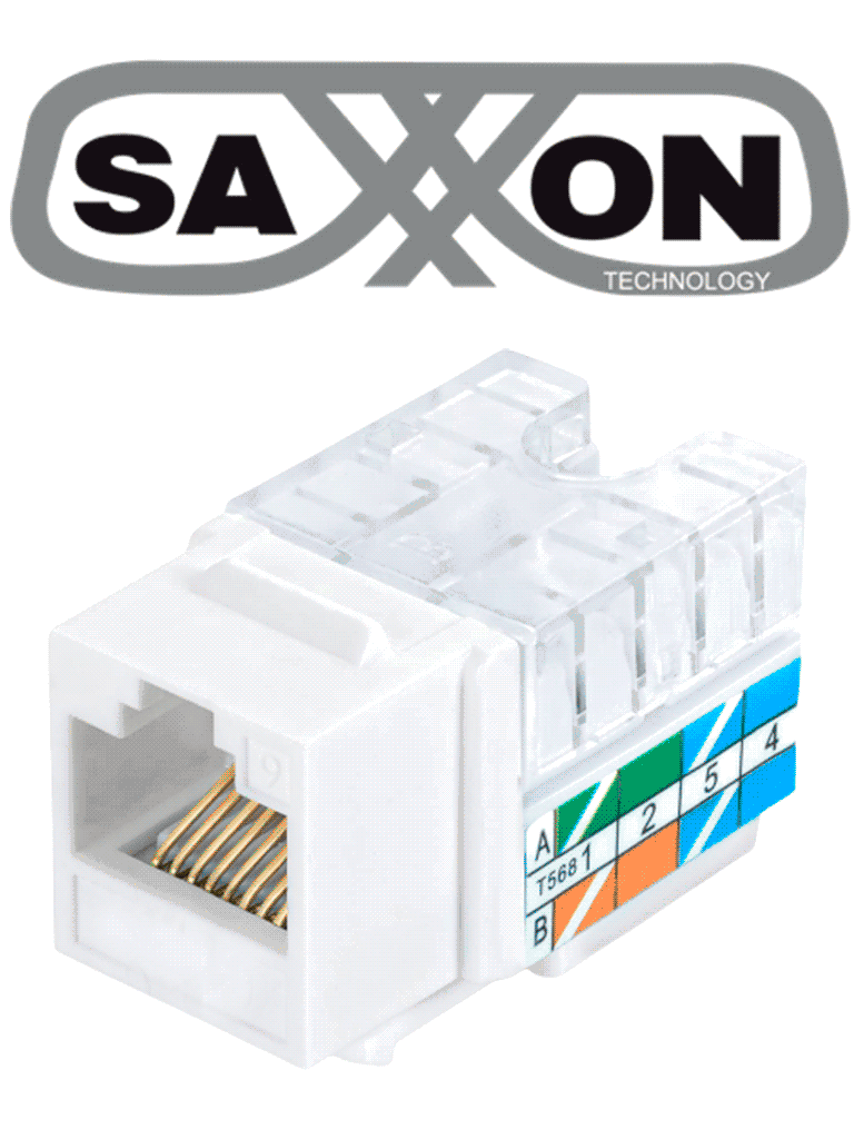 [M265-C5WHITE] SAXXON M265C5W - Modulo jack keystone RJ45 / 8 Hilos / CAT 5E / Compatible con calibres AWG 22-26 / Color blanco