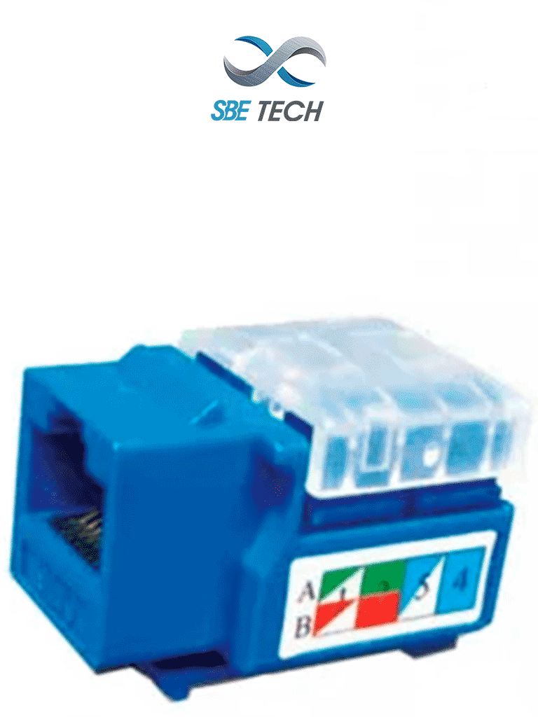 [SBE-2302-BL] SBE TECH 2302BL- Módulo jack keystone RJ45, 8 hilos, CAT 5e, compatible con calibres AWG 22-26, color azul