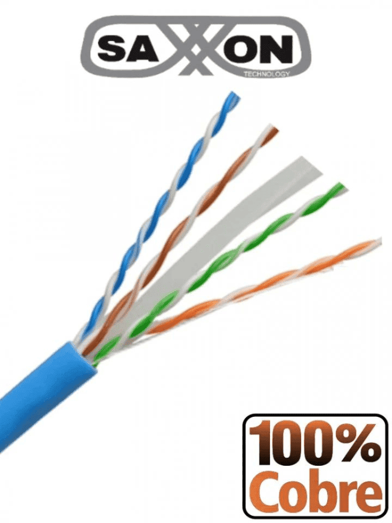 [OUTP6COP305B] SAXXON OUTP6COP305B - Cable UTP Cat6 100% cobre, 305 metros, bobinado REELEX, color azul para interior. Certificado ISO9001, UL 444, RoHS, ANSI/TIA/EIA. Ideal para redes de datos y video.