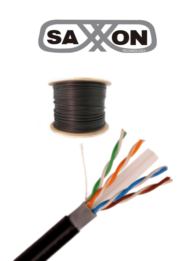[OUTPCAT6CCAEXT] SAXXON OUTPCAT6CCAEXT- Cable UTP CCA de 305m, categoría 6 para exteriores, con doble forro y color negro.