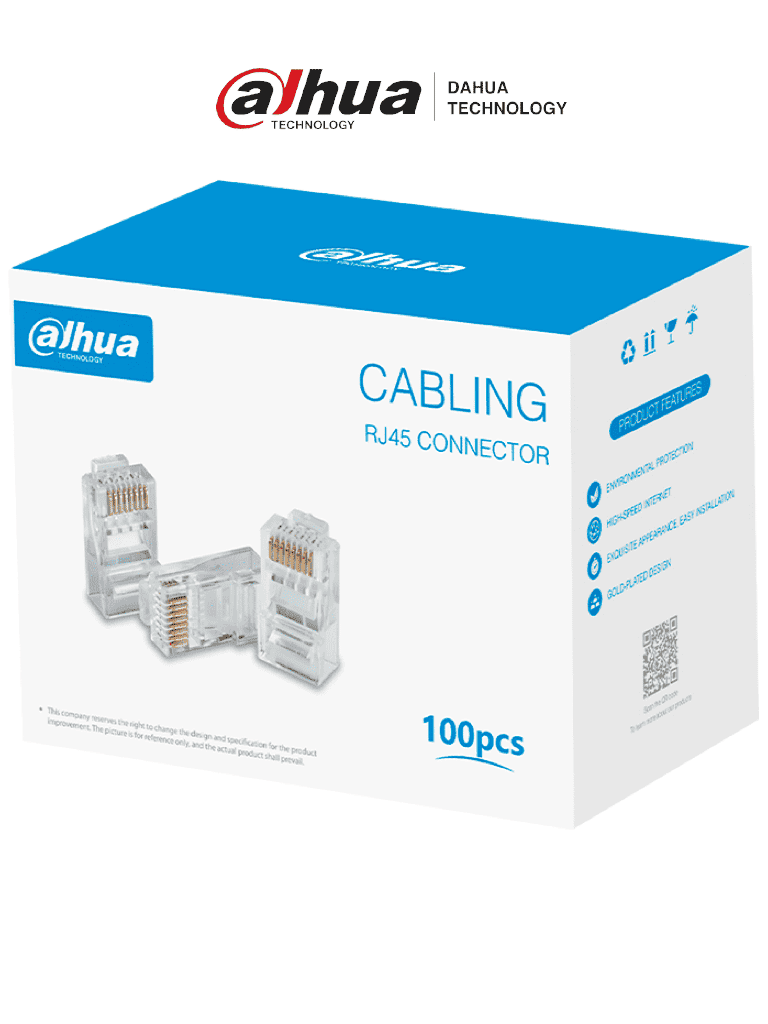 [DH-PFM976-631] DAHUA DH-PFM976-631 - Caja con 100 Plugs RJ45 Cat6/ Chapado de Oro de 15 U"/ Clasificación de Resistencia al Fuego UL94V-2/ #LoNuevo #CONEEN