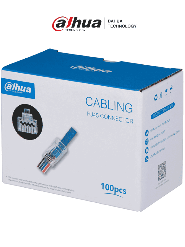 DAHUA DH-PFM976-631-PT - Caja con 100 Plugs Pass through RJ45 Cat6/ Chapado de Oro de 15 U"/ Clasificación de Resistencia al Fuego UL94V-2 / #LoNuevo #CONEEN