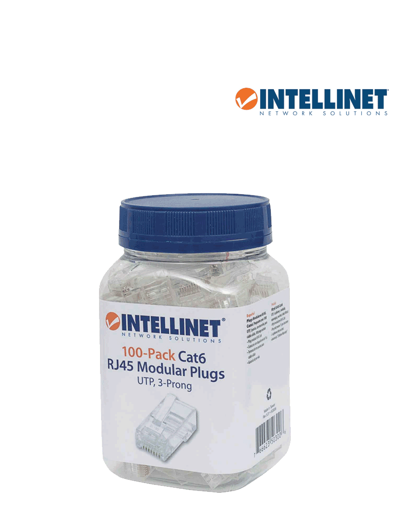 [503006] INTELLINET 503006 - Enchufe RJ45 CAT6 sólido UTP, bote de 100 piezas, con 15 micras de oro. #MCI2