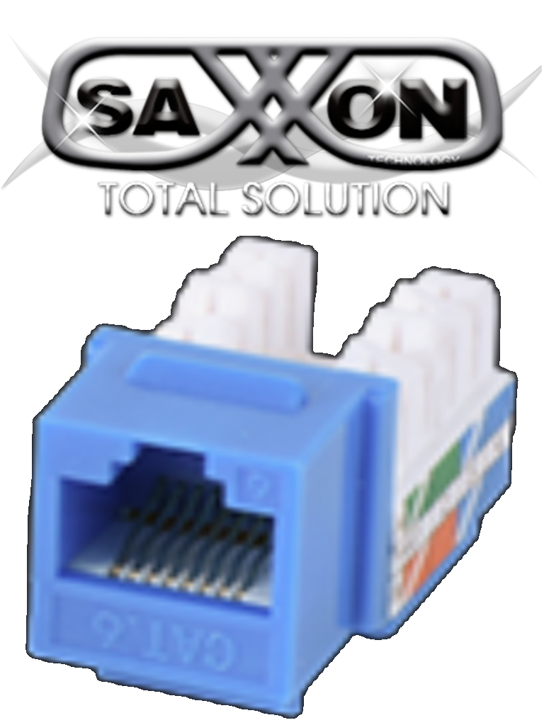 [M265-6BLUE] SAXXON M2656B - Modulo jack keystone RJ45 / 8 Hilos / CAT 6 / Compatible con calibres AWG 22-26 / Color azul