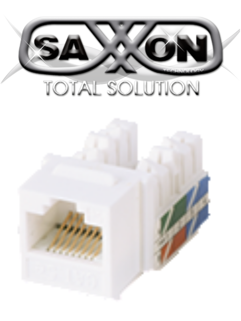 [M265-6WHITE] SAXXON M2656W - Modulo jack keystone RJ45 / 8 Hilos / CAT 6 / Compatible con calibres AWG 22-26 / Color blanco
